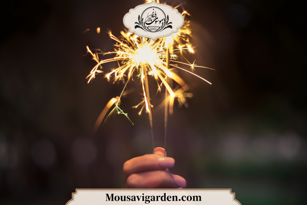 آتیش بازی در باغ تالار موسوی